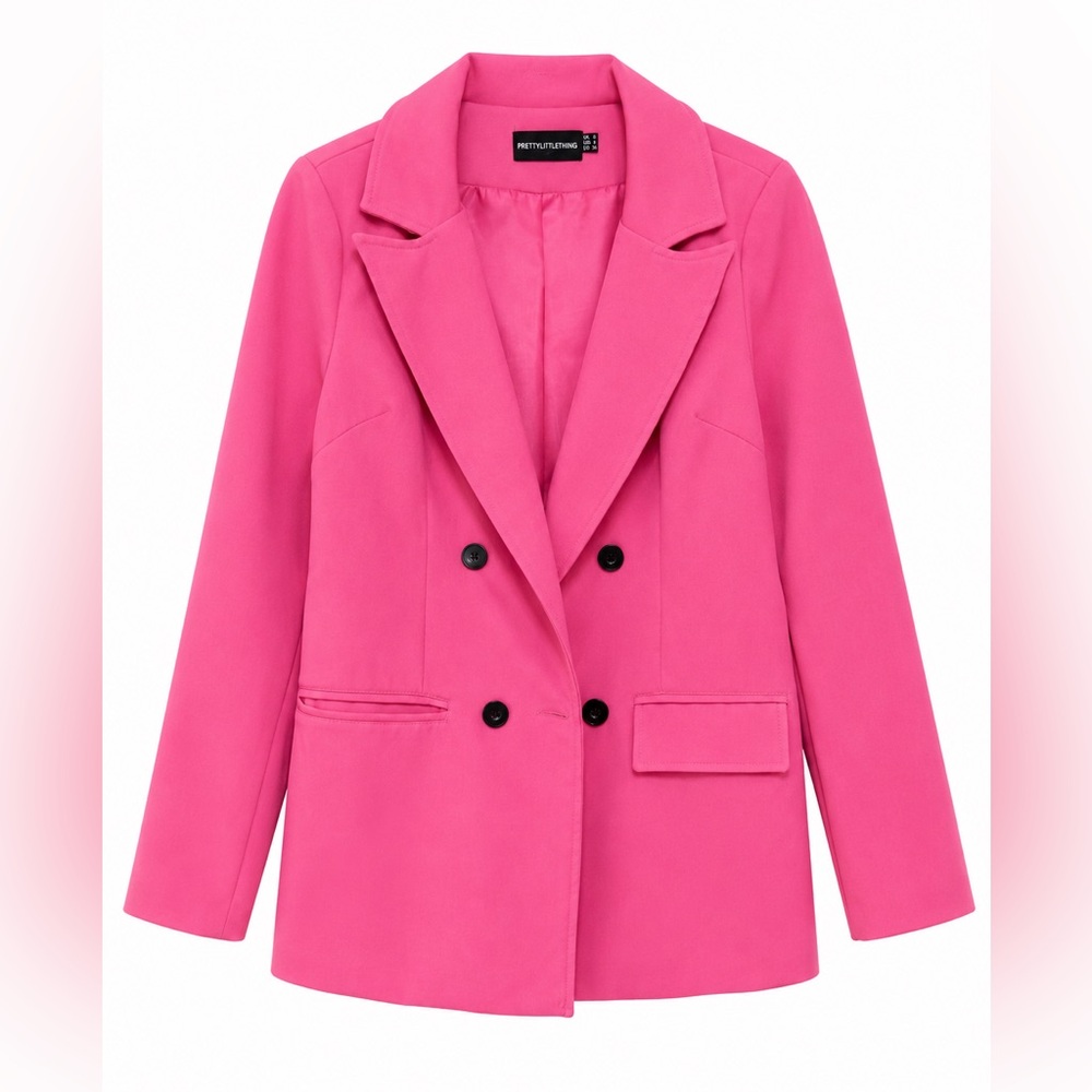 PrettyLittleThing Hot Pink Double-Breasted Blazer Jacket